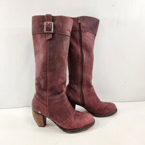 Neosens Leather Boots Size 38 (7.5-8) Burgundy Made in Spain